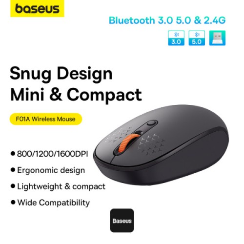 Baseus F01B Ergonomic Dual Mode Bluetooth & Wireless Silent Mouse 