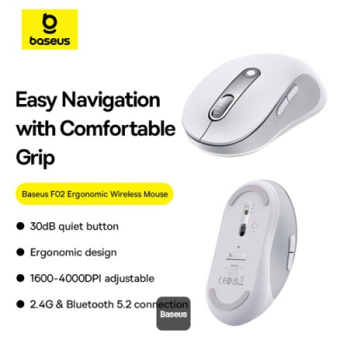 Baseus F02 Ergonomic Dual Mode Bluetooth & Wireless Silent Mouse