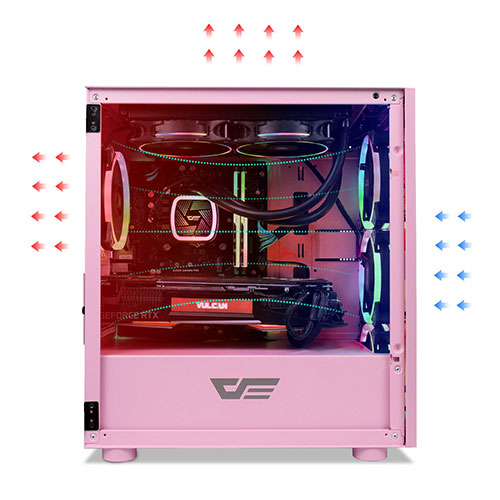 Aigo DarkFlash DLM21 MESH Pink Tempered Glass Micro ATX Casing