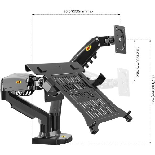 North Bayou F160-FP Laptop Mount with Adjustable Tray for 10-17”Notebook, Full Motion Arm