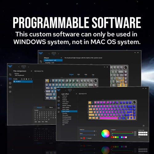 Aula F75 Pro Tri-Mode Wireless Gasket Mounted Mechanical Keyboard, Black Gradient (Reaper Switch)