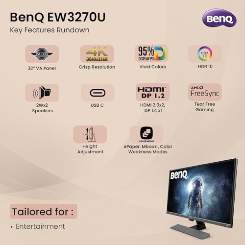 BenQ EW3270U 32 Inch 4K UHD Monitor