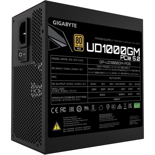 GIGABYTE GP-UD1000GM PG5 1000W PCIe 5.0 80 Plus Gold Certified Fully Modular Power Supply