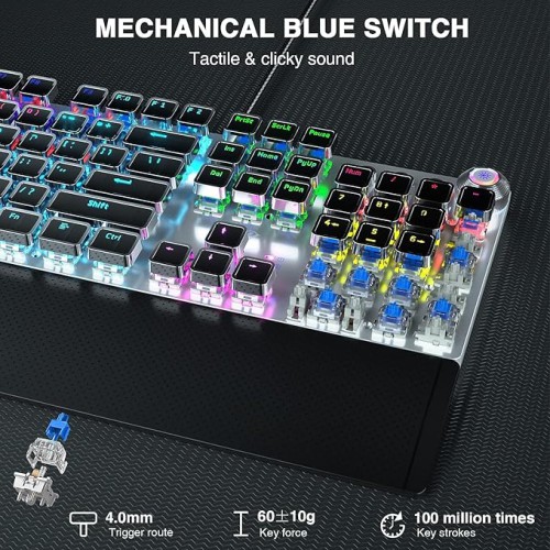 AULA F2088 Wired Mechanical Multi-Functional Gaming Keyboard