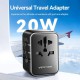 Vention FJEB0 20W 3-Port USB(C+A+A) Universal Travel Adapter 