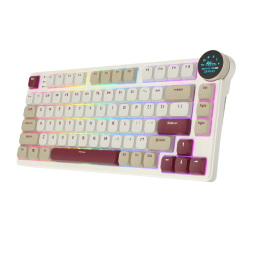 Royal Kludge N80 Low-Profile Tri-Mode RGB Mechanical Keyboard, Dune Grey (Rosy Clouds)