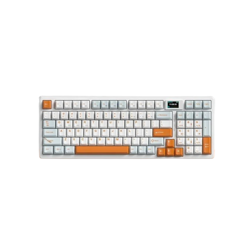 MONKA 3098 PRO V2 Tri Mode RGB Hotswappable Mechanical Keyboard (White - Orange)