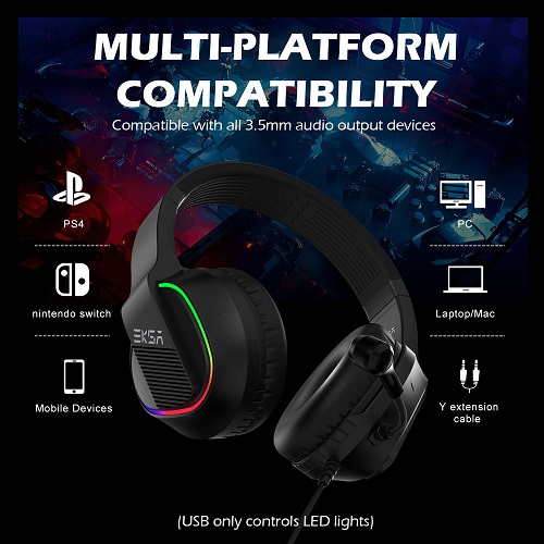 EKSA E400 Wired Gaming Headset with Stereo Surround Sound and Noise Cancelling Mic