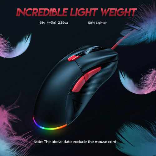 EKSA EM500 RGB LIGHTWEIGHT GAMING MOUSE (Black)