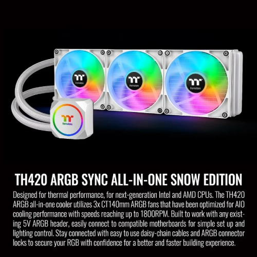 Thermaltake TH420 ARGB Sync All-In-One Liquid Cooler Snow Edition