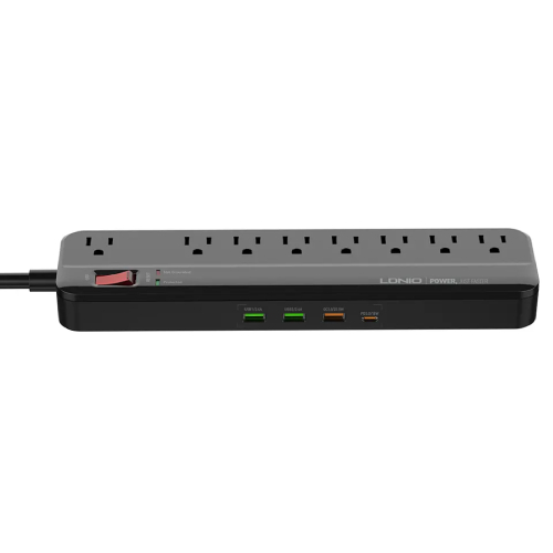 LDNIO SU8440 Surge Protector With 8 Outlets and 4 USB Ports Flat Plug Extension Cord (1875W/15A)