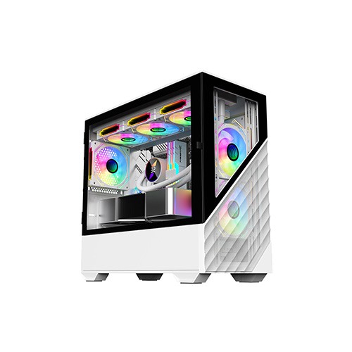 1STPLAYER D7 M-ATX RGB Gaming Case (White)