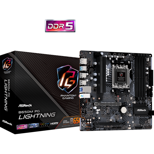 ASRock B650M PG Lightning AMD AM5 DDR5 Micro ATX Motherboard