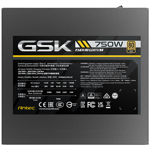 Antec GSK ATX3.1 750W 80 Plus Gold Full Modular Power Supply