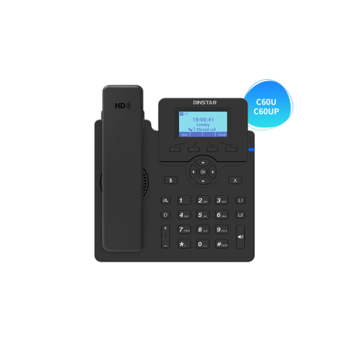 DINSTAR C60UP Entry Level IP Phone with POE & With Adapter