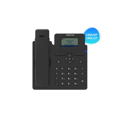 DINSTAR C60UP Entry Level IP Phone with POE & With Adapter