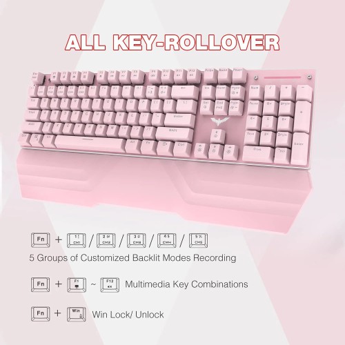 Havit KB389L Mechanical Gaming Wired Keyboard And Mouse Combo Pink