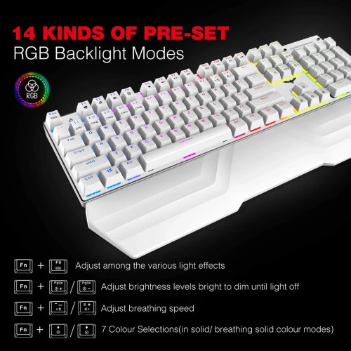 Havit KB389L Mechanical Gaming Wired Keyboard And Mouse Combo WHITE