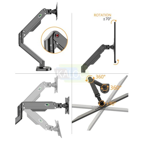 Kaloc KLC-DS200 Single Gas Spring Monitor Desk Mount Stand