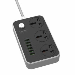 Ldnio SC3604 Power Strip with 3 AC Sockets and 6 USB Ports – Black