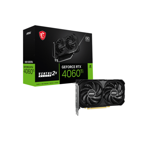 MSI GeForce RTX 4060 Ti 8G VENTUS 2X BLACK E1 OC 8GB GDDR6 Graphics Card