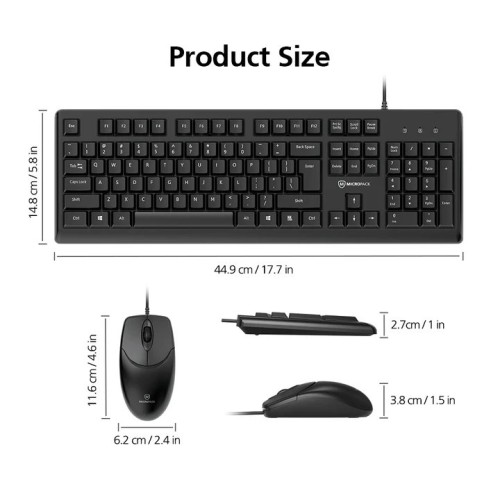 Micropack KM-2005 Black Wired Keyboard & Mouse Combo with Bangla