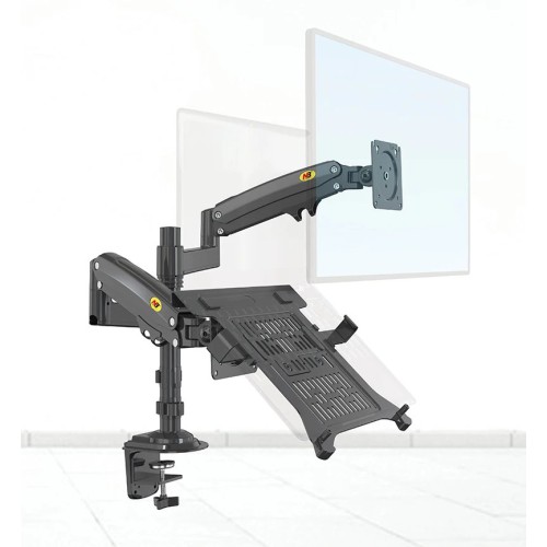 North Bayou H180 FP 17"-27" Monitor Holder+10"-17" Laptop Support Desk Mount