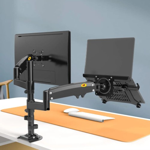 North Bayou H180 FP 17"-27" Monitor Holder+10"-17" Laptop Support Desk Mount