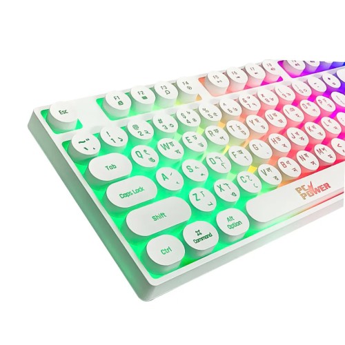 PC POWER K87 White Retro Punk Suspension Keyboard