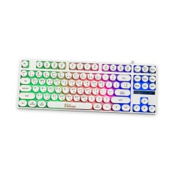 PC POWER K87 White Retro Punk Suspension Keyboard