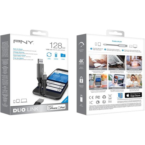 PNY 128GB DUO LINK iOS USB 3.0 OTG Flash Drive