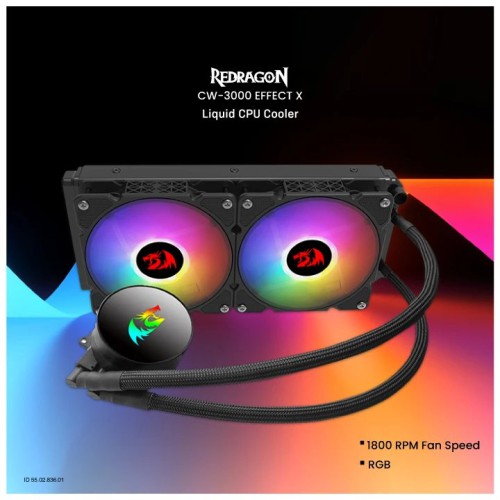 Redragon CW-3000/CCW-3000 Effect X RGB Liquid CPU Cooler (2 x RGB Fan)