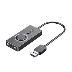 VENTION CDRBB USB 2.0 External Stereo Sound Adapter with Volume Control 0.15M Black ABS Type