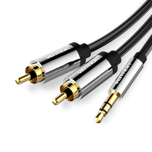 VENTION BCFBH 3.5mm Male to 2RCA Male Audio Cable 2M Black Metal Type