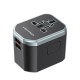 Vention FJCB0 3-Port USB (C + A + A) Universal Travel Adapter (20W/18W/18W) Black