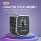 Vention FJCB0 3-Port USB (C + A + A) Universal Travel Adapter (20W/18W/18W) Black