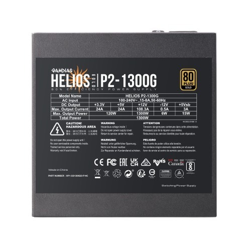 Gamdias HELIOS P2-1300G 1300W 80 Plus Gold Power Supply