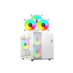 VALUE-TOP V300W GAMING WHITE CASING With CR10-1298 ARGB WHITE 3PCS FAN