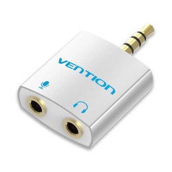 VENTION BDBW0 4 Pole 3.5mm Male to 2*3.5mm Female Audio Splitter with Separated Audio and Microphone Port Slivery