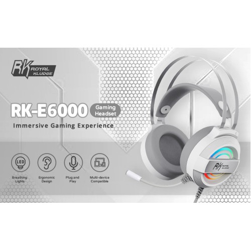 RK ROYAL KLUDGE E6000 Cat Ears 7.1 Gaming Headset (WHITE)