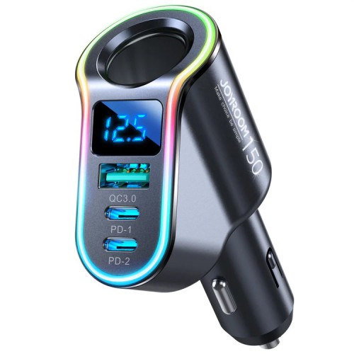 JOYROOM JR-CL21 150W 4 in 1 Cigarette Lighter Car Charger with LED Digital Display