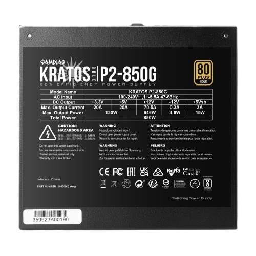 Gamdias KRATOS P2-850G 850W 80 Plus Gold Power Supply