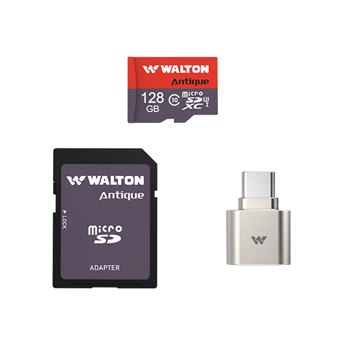 Walton 128GB WMC128WC Micro SD Card + Type-C Card Reader + SD Card Adapter Combo