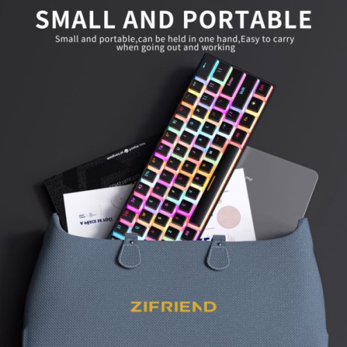 Zifriend ZA616 (61 Keys) 60% Full RGB Mechanical Gray Black Keyboard