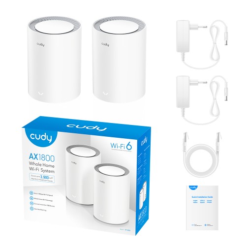 Cudy M1800 AX1800 Whole Home Mesh WiFi Router (2 Pack)