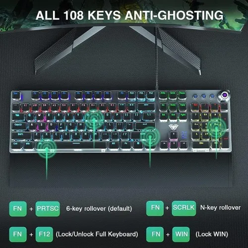 AULA F2088 Wired Mechanical Multi-Functional Gaming Keyboard AULA F2088 Wired Mechanical Multi-Functional Gaming Keyboard
