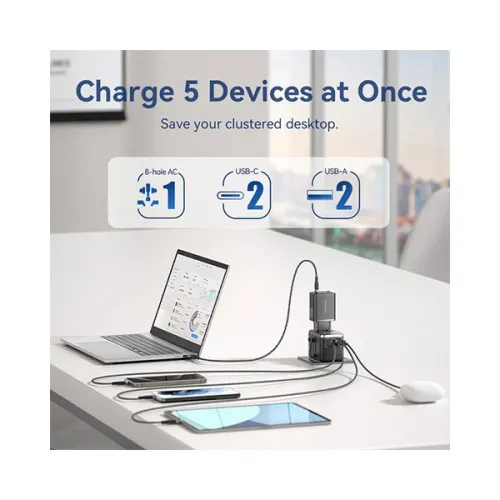 VENTION FJFB0 4-Port 65W GaN Universal Travel Adapter - Black VENTION FJFB0 4-Port 65W GaN Universal Travel Adapter - Black