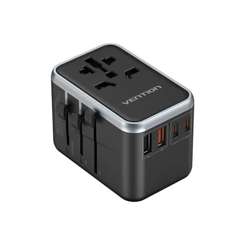 VENTION FJFB0 4-Port 65W GaN Universal Travel Adapter - Black VENTION FJFB0 4-Port 65W GaN Universal Travel Adapter - Black