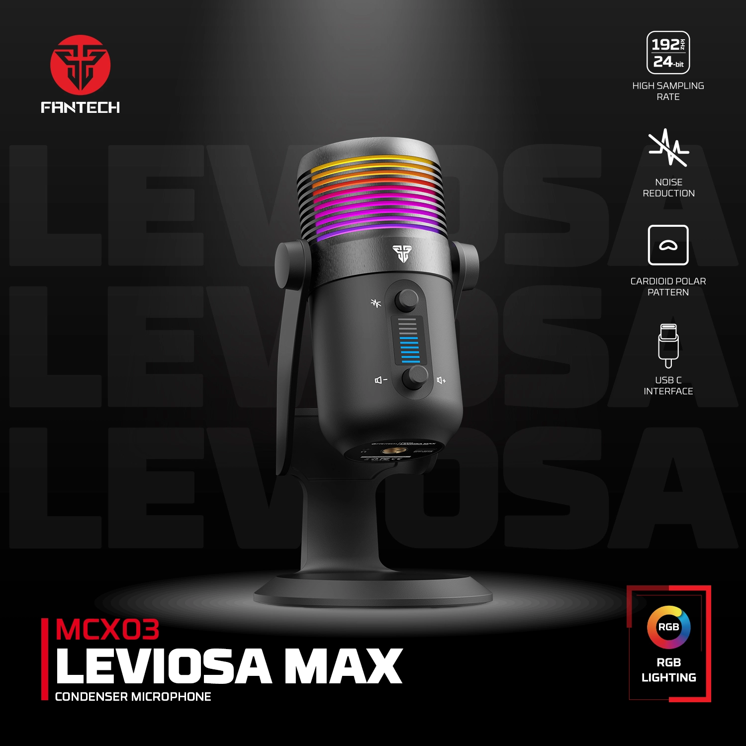 Fantech MCX03 Leviosa Professional RGB Max Condenser Microphone