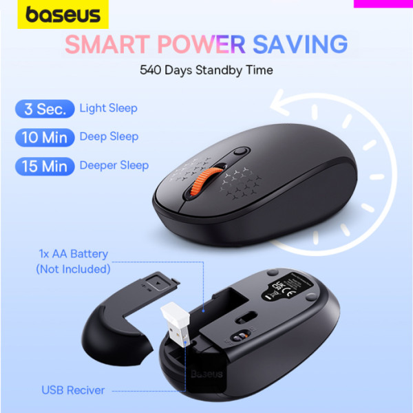 Baseus F01B Ergonomic Dual Mode Bluetooth & Wireless Silent Mouse 